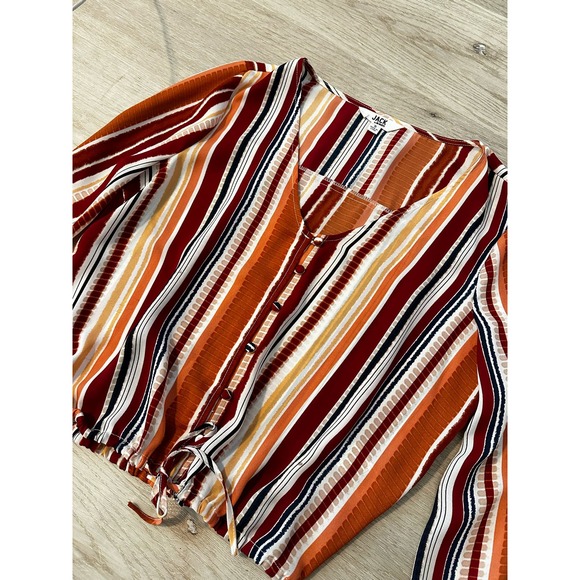 Lulu’s Striped Cropped Long Sleeve lightweight size Small - Picture 3 of 6